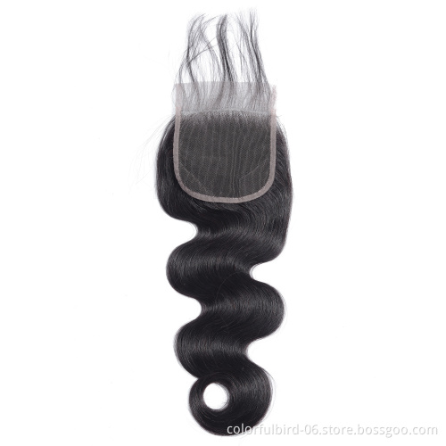 Body Wave 4x4 Lace Closure Brazilian Human Hair 10-24 Inches Remy Hair For black Women Natural Color transparent lace
